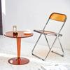 Transparent Chair Acrylic Fashion Chair Modern Milk Tea Dining Chair Stool Folding Restaurant  Balcony Furniture