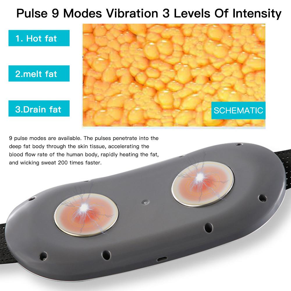 Electric Abdominal Slim Massager Fat Cellulite Burner Waist Belt EMS Heating Massage Pad Body Slimming Machine Pulse Weight Loss