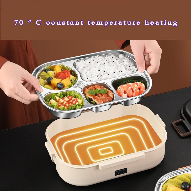 50W Portable Keep Warm Lunch Box with Storage Bag Household Food Grade Stainless Steel Insulation Bento Box 27.5*20.3*9cm