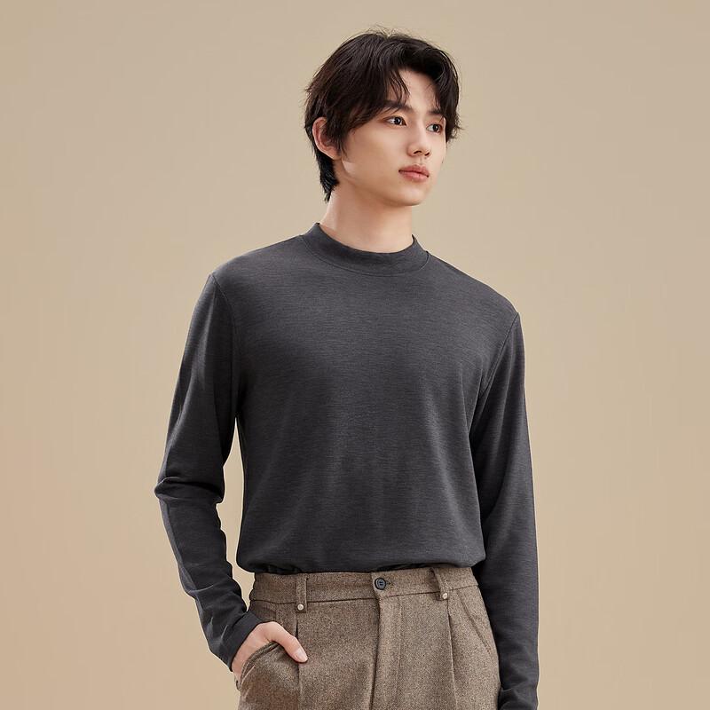 

FUNIBAOLUO Men s Wool Modal Mid-Collar Base Layer Top XL