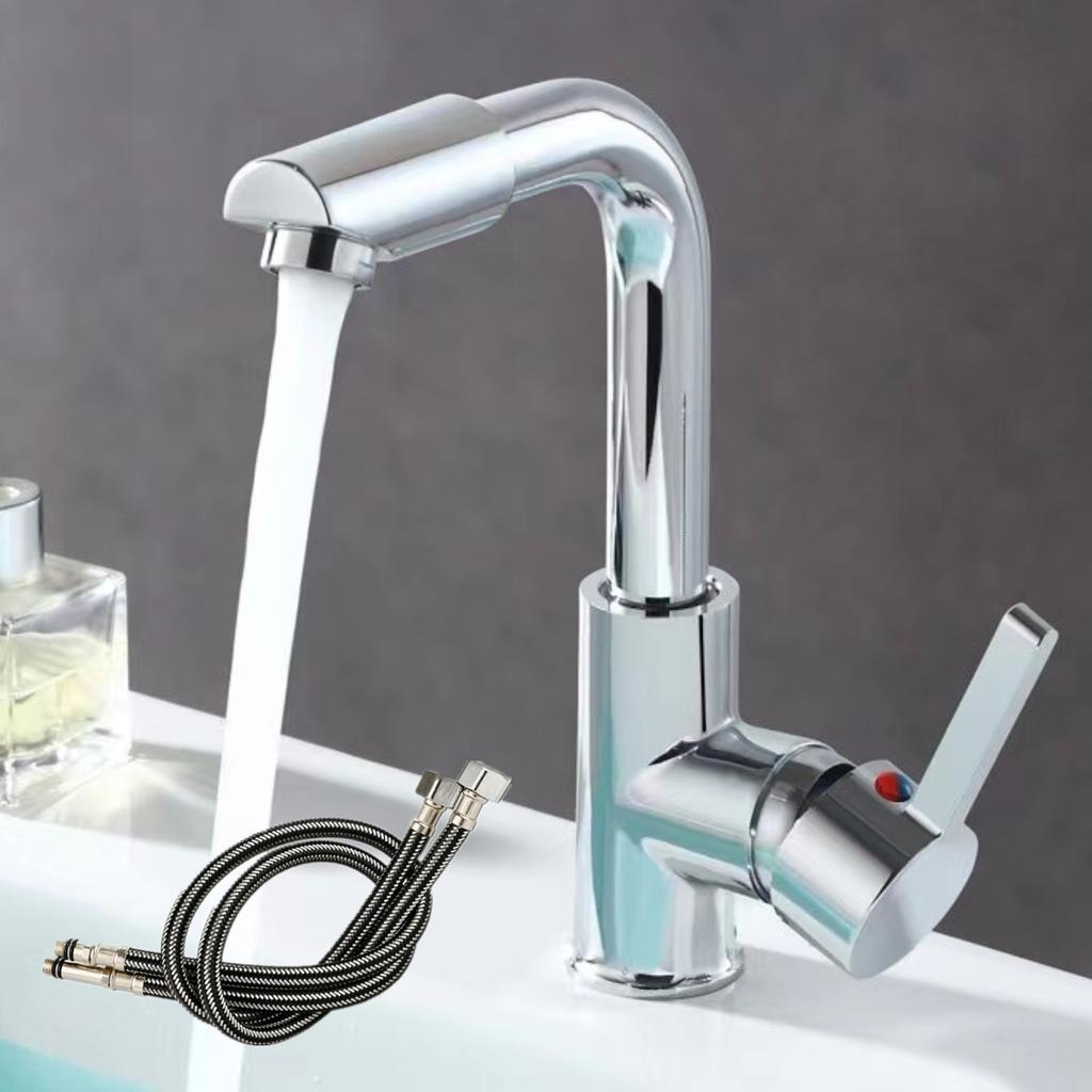 Cold and Hot Water Faucet In Bathroom New Type Washbasin Faucet Sink Faucet Singel Handel Single Hole Deck Mounted Chrome