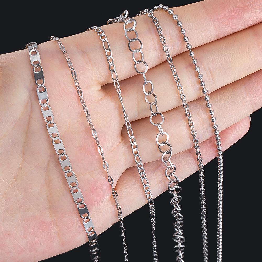 No Fade 1Meter Silver Color Stainless Steel Link Chains DIY Chain for Needlework Necklaces Bracelets Jewelry Making Accessories