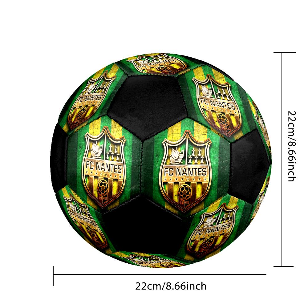 FC Nantes Indoor Soccer Ball Colorful Machine Stitched PVC Size 5 Team Training Competition Ready Durable High-Bounce Cool Sports Gift