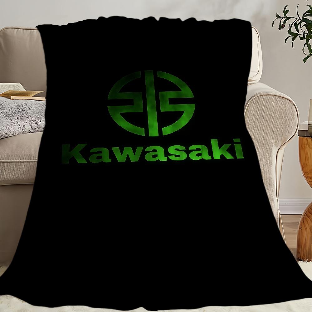 K-Kawasaki-ES Coperta con Logo Cool in Flanella Calda Confortevole Morbido Peluche per Picnic Letti Divani Case e Camere da Letto