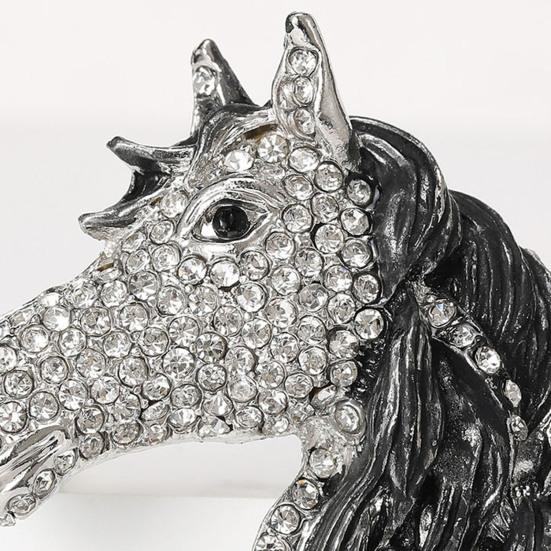 Horse Head Brooch Sparkling Alloy Animal Lapel Pin Rhinestone Inlaid Horse Brooch Clothes Accessory for Men Women Horse Lover Gift