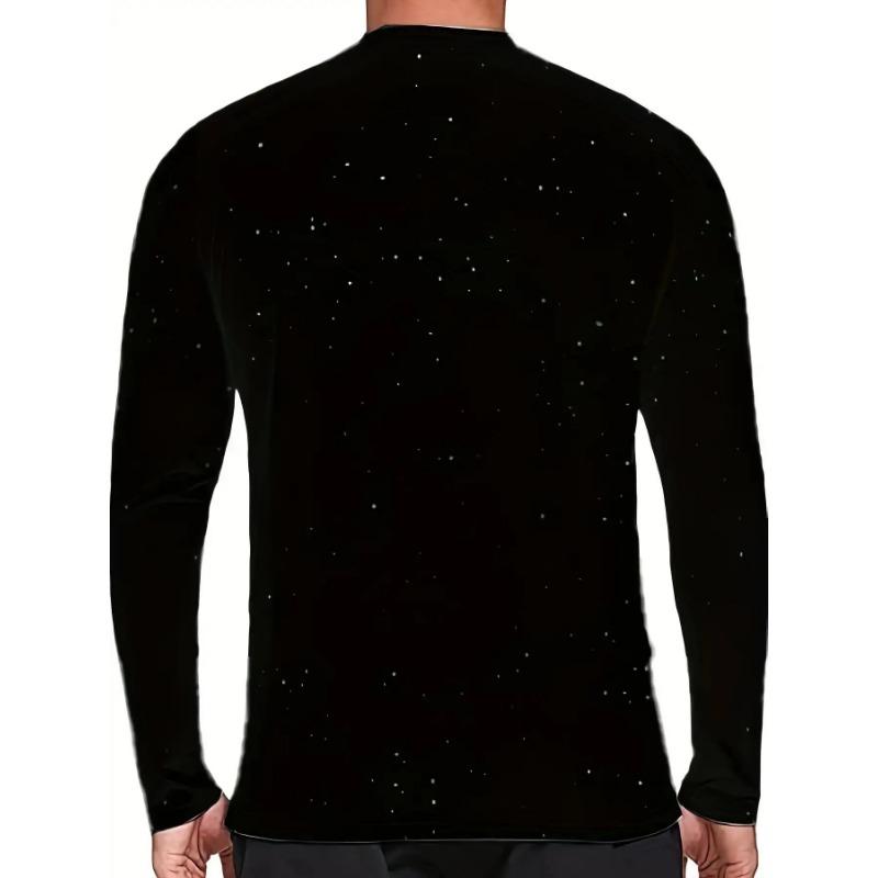 Christmas, Party, Round Neck Long-sleeved Men's Clothing, Digital Print Kitten Pattern, Casual and Versatile Style