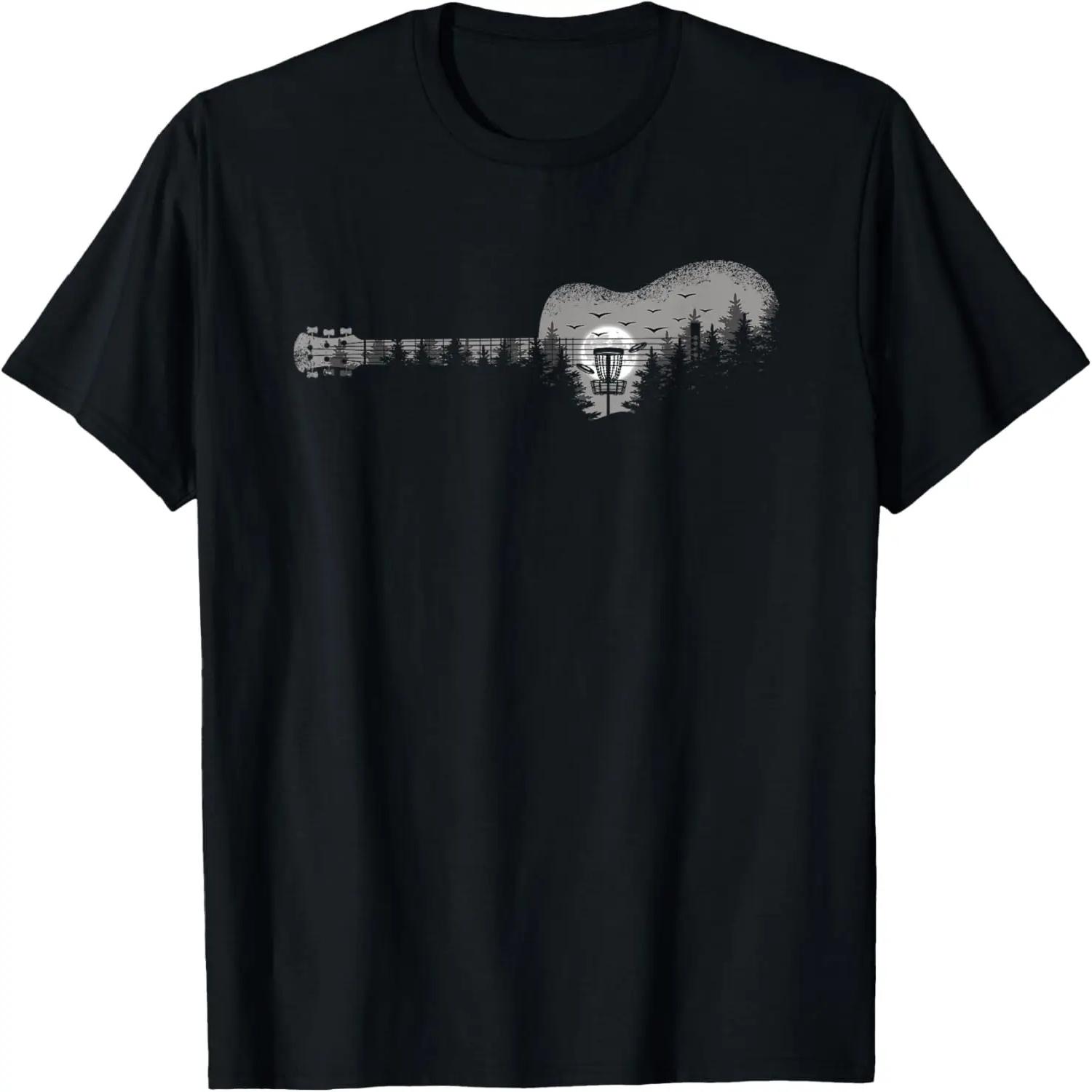 Disc Golf Landscape Trees Guitar Men Women T-Shirt S