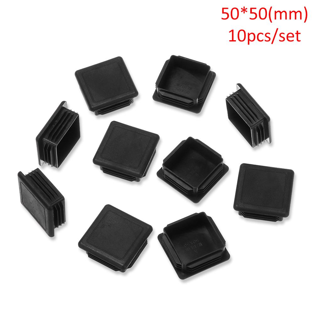 10pc Black Plastic Steel Square Pipe Plug Furniture Accessory Leg Plug Anti Slip Feet Protector Pad Plastic Square Tube Cap Plug