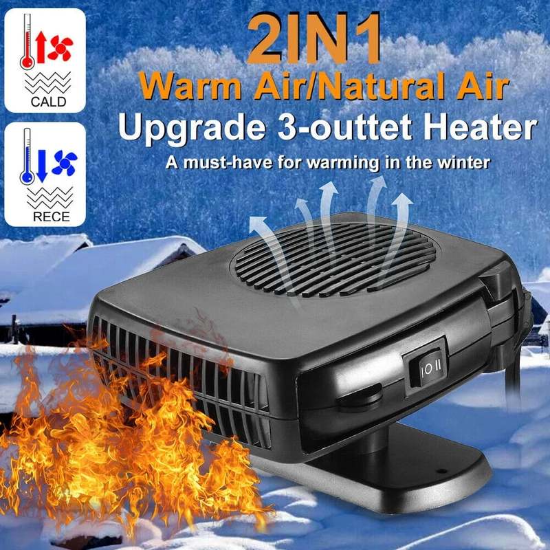 200W 360° Car Heater 12V DC Heating Cooling Fan Windshield Defroster Demister
