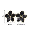 Creative Drop Oil Stainless Steel Petal Stud Earrings for Women Vintage Elegant Simple Flower Earrings Daily Versatile Jewelry