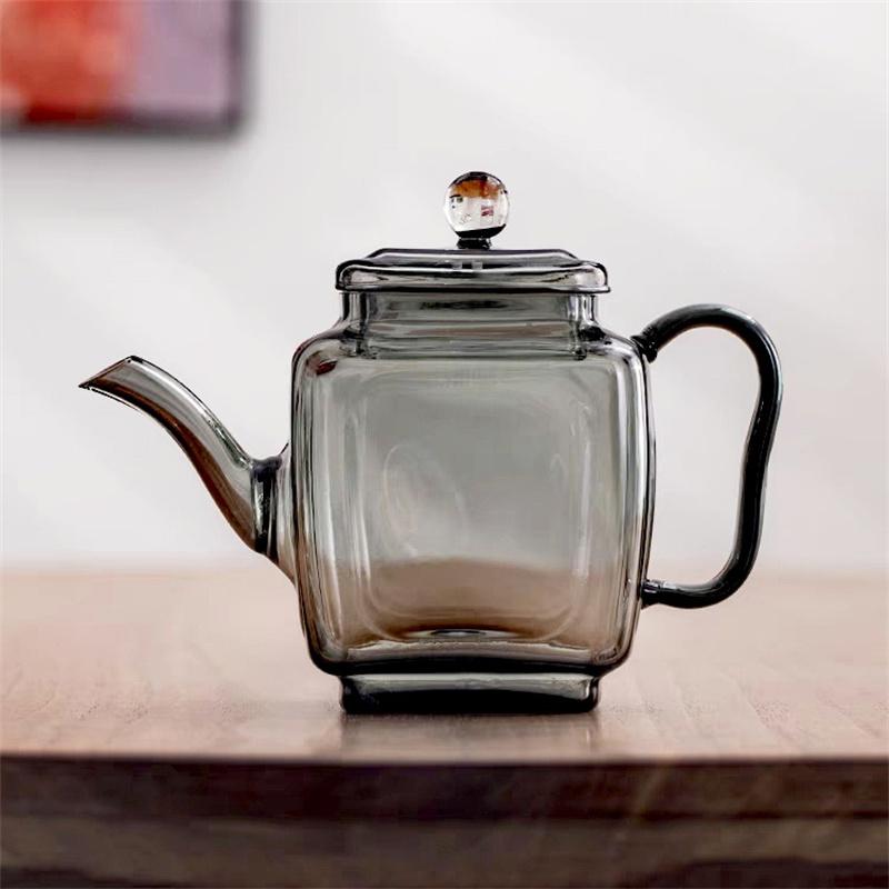 240ml Square Shape Small Capacity Heat-resistance Glass Tea Pot Flower Puer Kung Fu Teapots Tea Maker Tea Set Teaware