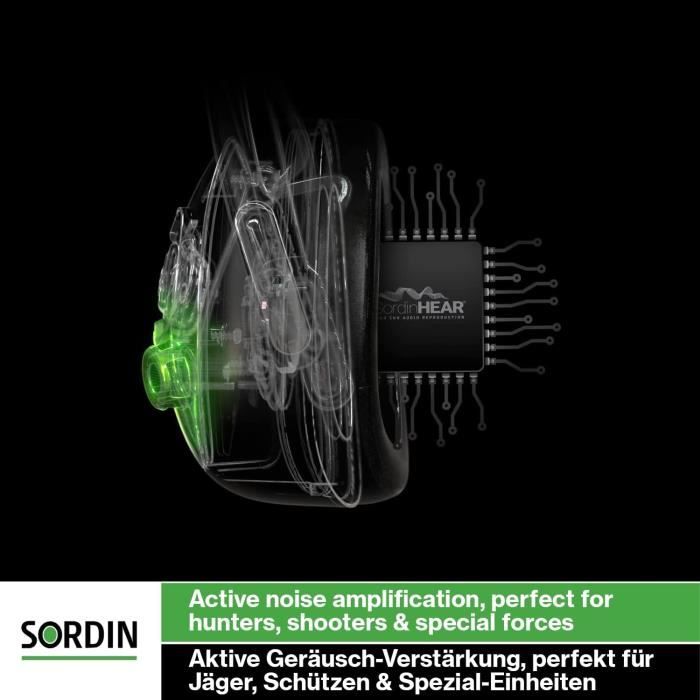 Casque antibruit Sordin Pro-X - 75302-X-02-G-S - EN 352 - Coussin en gel,Ruban de tissu capsules noires