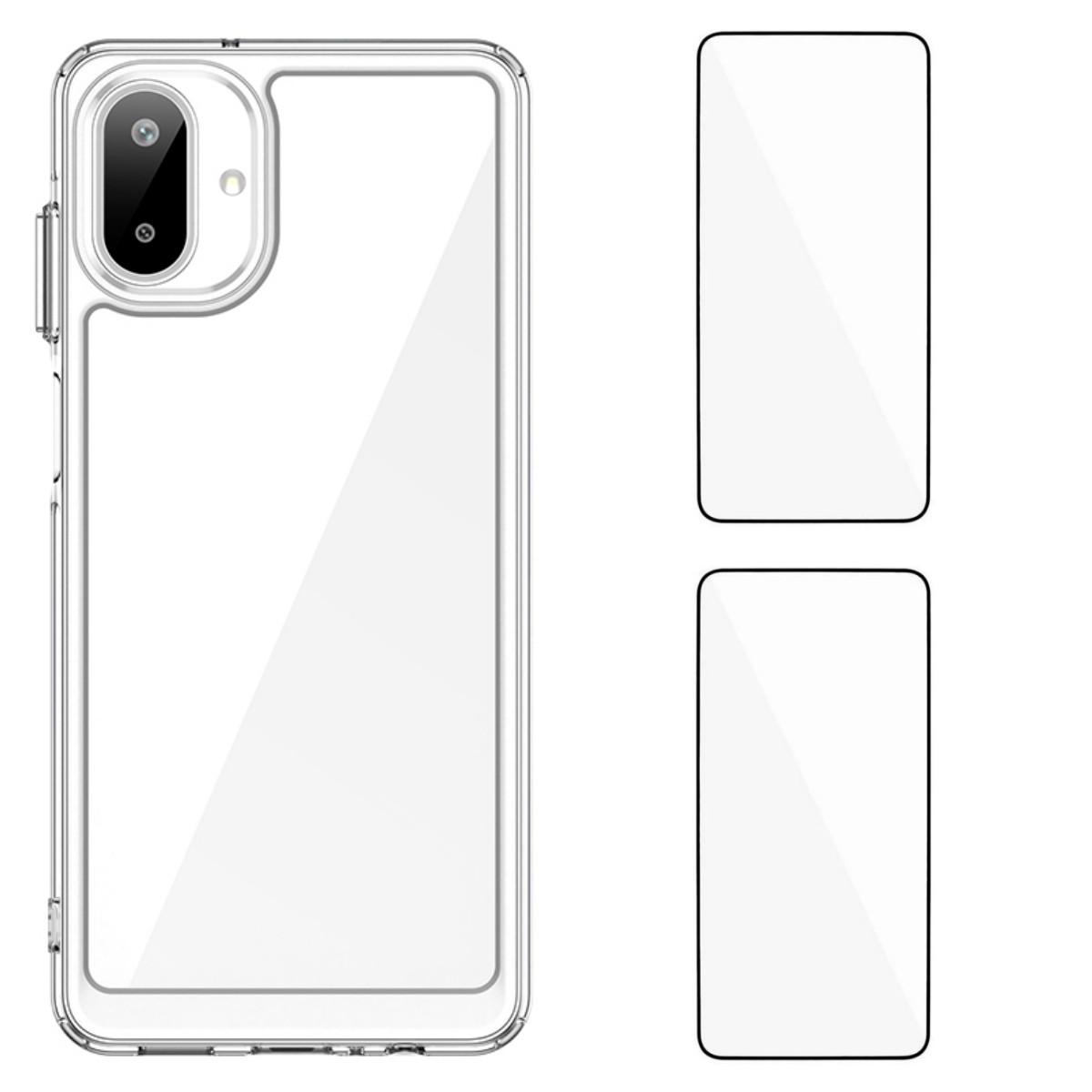 

Прозрачный чехол для телефона Samsung Galaxy A07 4G WANLONFENG серии MF2 из ТПУ и акрила с 2 шт. закаленного стекла Transparent