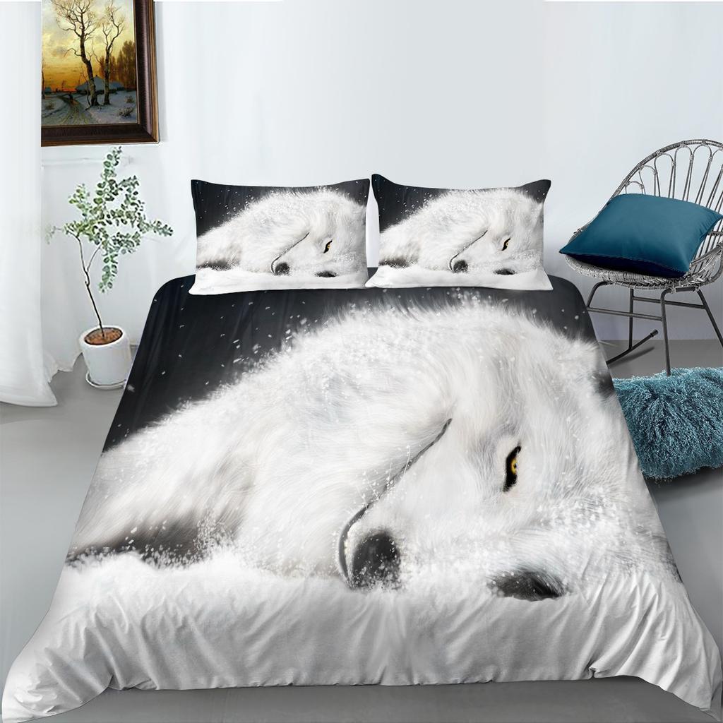 Animal Series Bedding Two Or Three-Piece Set Polyester Wolf 3D Digital Printing