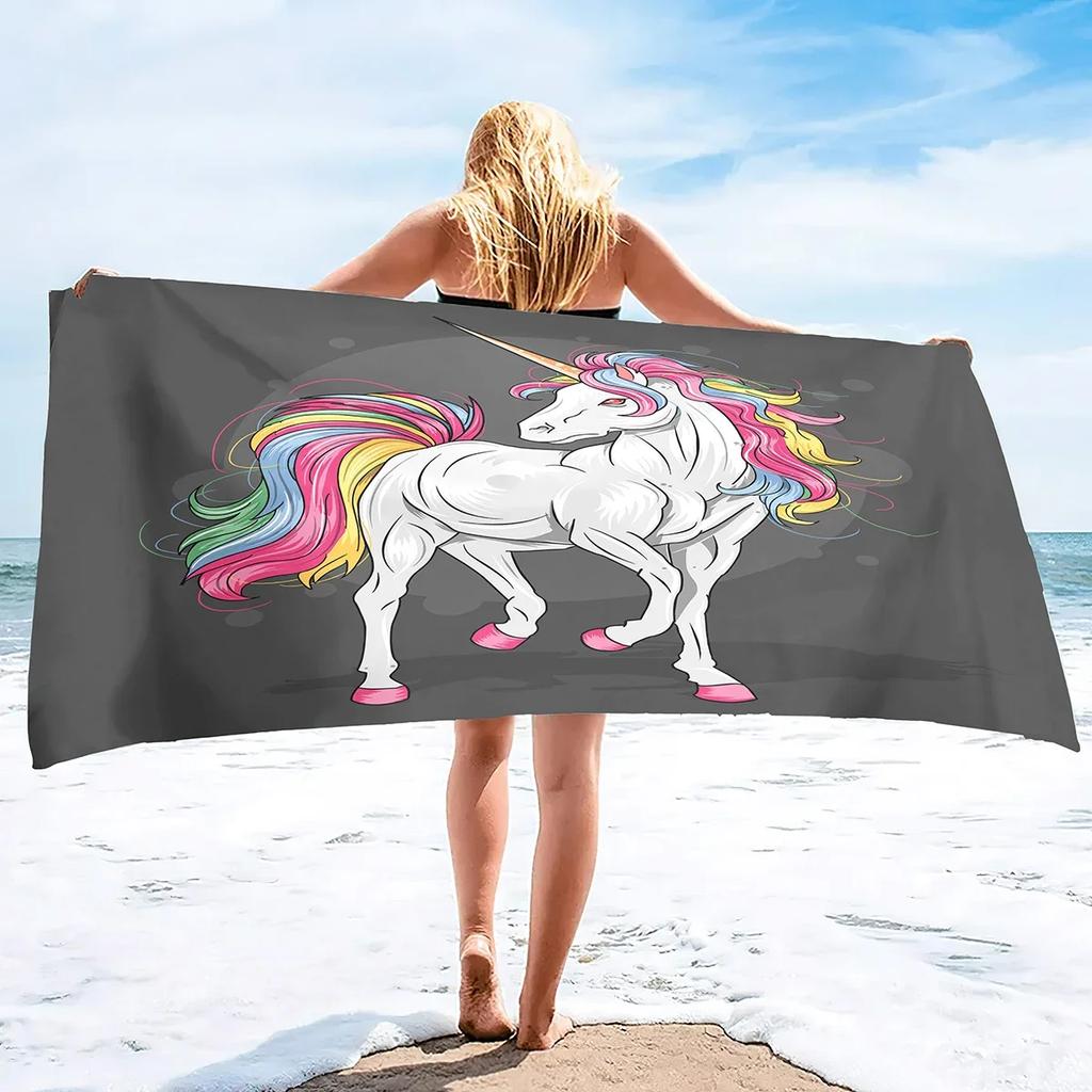 Unicorn Beach Towel,Camping Towels Quick Dry  Absorbent Soft Beach Blanket Pool Travel Swimming Bath Shower Towel For Girls
