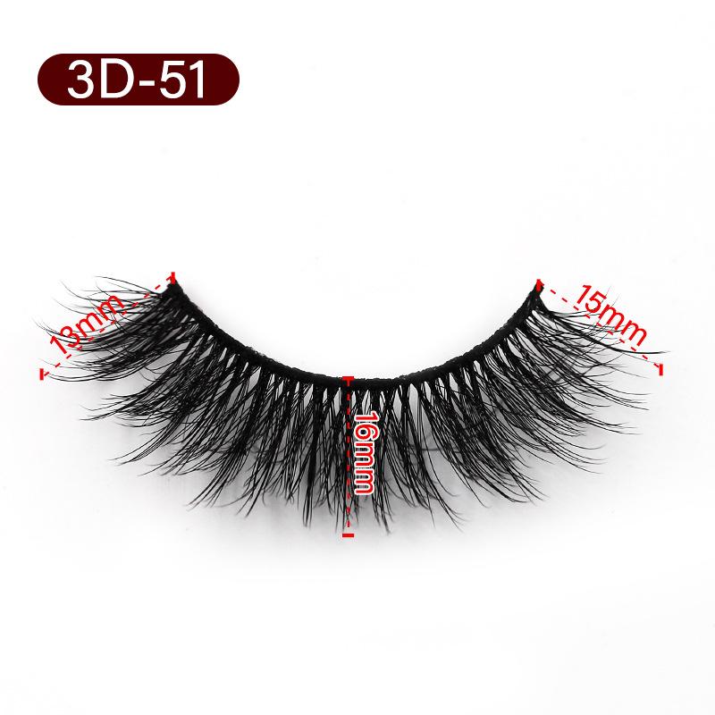 

3D46-55 Synthetic Fiber False Eyelashes: 5 Pairs of Curled, Multi-Layered, Crossed Border Style