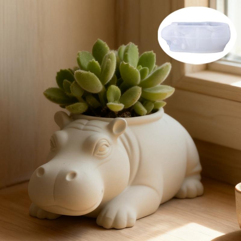 Silicone Mold For Epoxy Resin Casting Decorative Hippo Design Small Succulents Plant Pot Vases and Gift Making Supplies