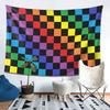 Checkered Rainbow Black Tapestry Decor Art Aesthetic Tapestries for Living Room Bedroom Home Wall Cloth Wall Hanging