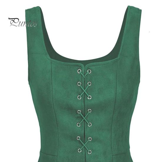 Weste für Damen mit Schnürung, Riemen, Renaissance, Vintage, quadratischer Ausschnitt, ärmellos, mittelalterlich, schmale Passform, einfarbig, Halloween, Cosplay, Performance-Oberteil