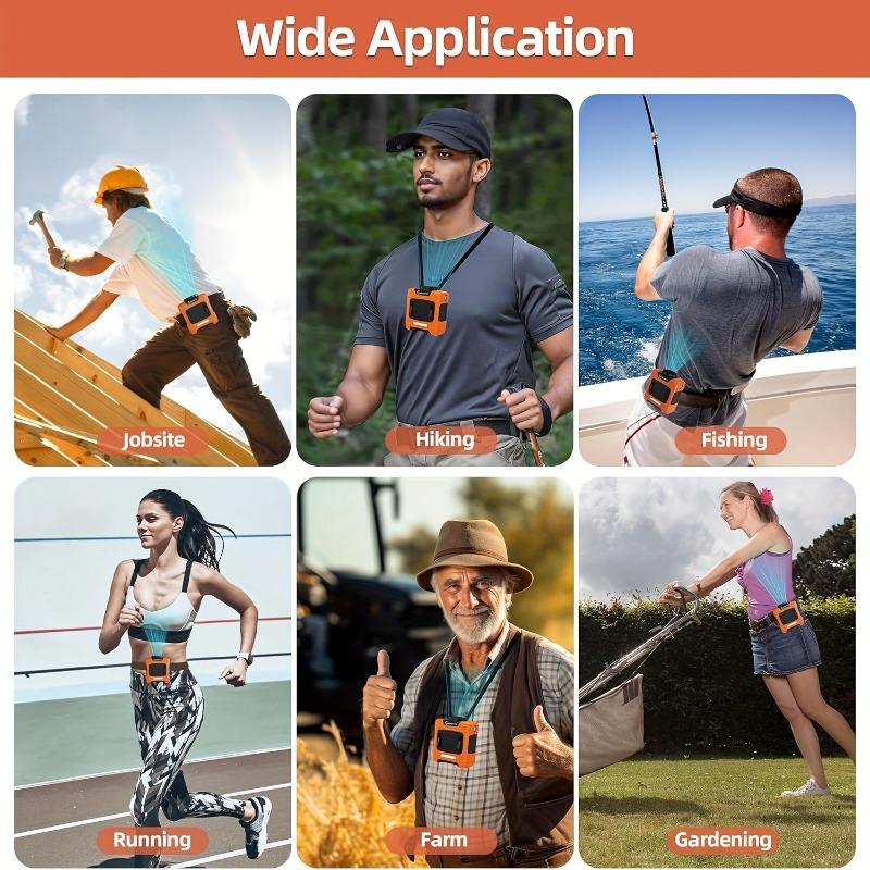 Waist Fan 10000mAh Battery Portable Cooling Fan - LED 5-speed Adjustment Suitable for Construction Sites Agriculture Fishing