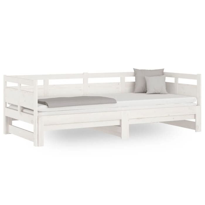 VidaXL Lit coulissant Blanc Bois de pin massif 2x(90x200) cm 820313