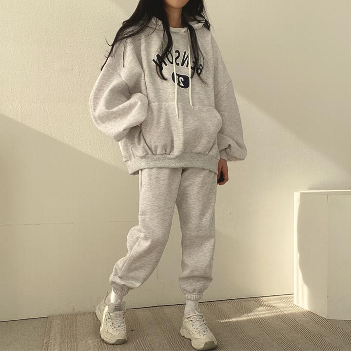 Women's Loose Fit Tracksuit Long Sleeve Hoodie Elastic Waist Jogger Pants Two Piece Outfit Set