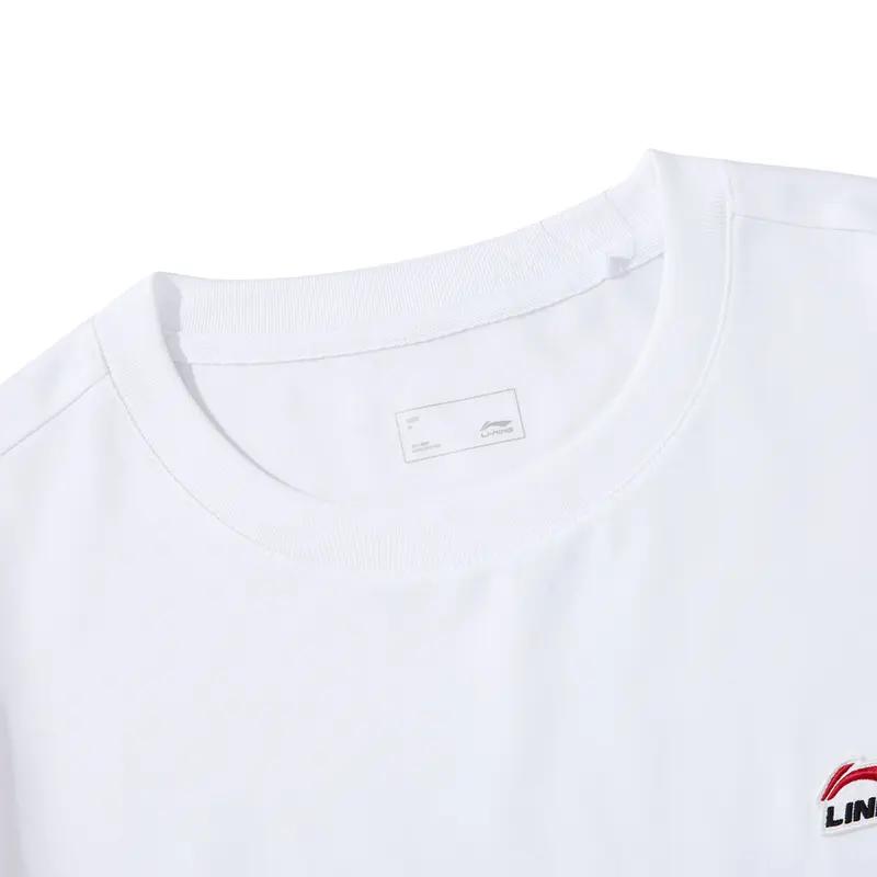 Li Ning Logo Fashion Simple Comfortable Breathable Round Neck Pullover Short Sleeve T-Shirt Casual Sports Set Unisex Tops White AHSU801-1+AKST593-7