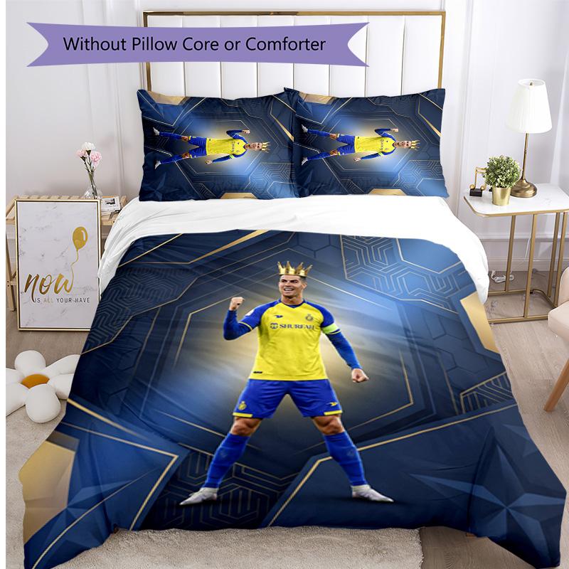 Cristiano Ronaldo Printed Bedding 3 Piece Set Cozy Breathable Bed Cover Set As Housewarming Holiday Gift