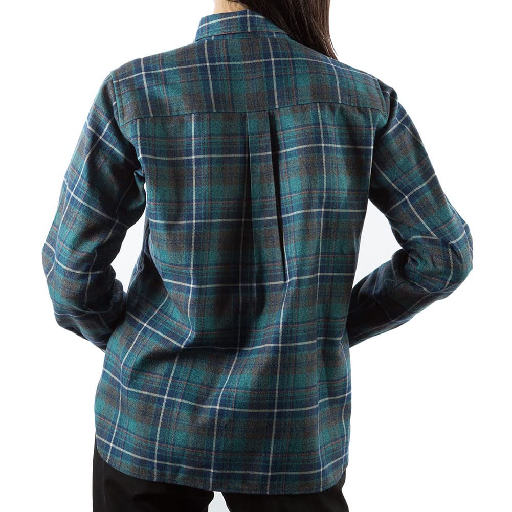 Foxfire Women's TS Melange Check Shirt, Blue, Size S (Japan Size Small), High-Performance Outdoor Shirt, Moisture-Wicking and Quick-Drying