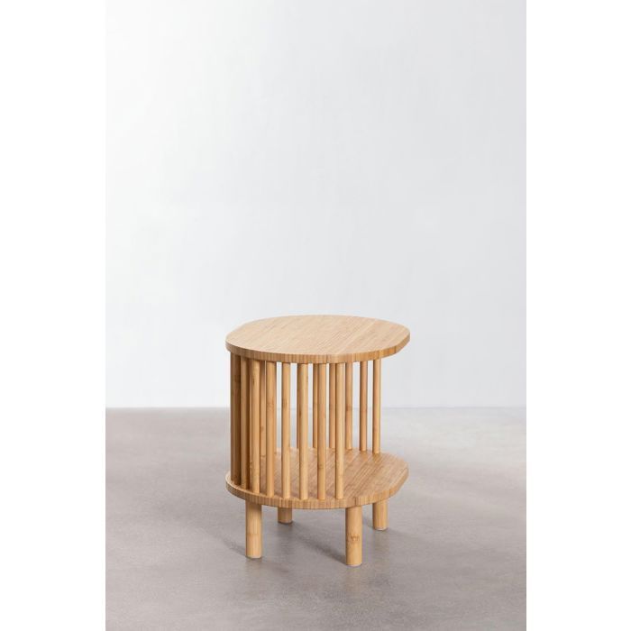 Tavolino rotondo - Divit RI83 - Bambù naturale - Ø41,5 x H40 cm - 2 ripiani
