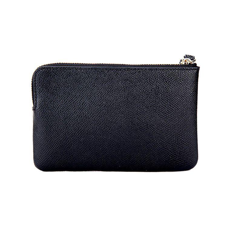 Coach Corner Zip 16 Crossgrain Leather Wallet Clutch Wristlet Mini Women Wallets Black 58032-IMBLK
