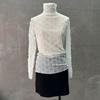 Women's Slimming Stretch Mesh Lace Turtleneck - See-through Autumn Winter Base Layer Top