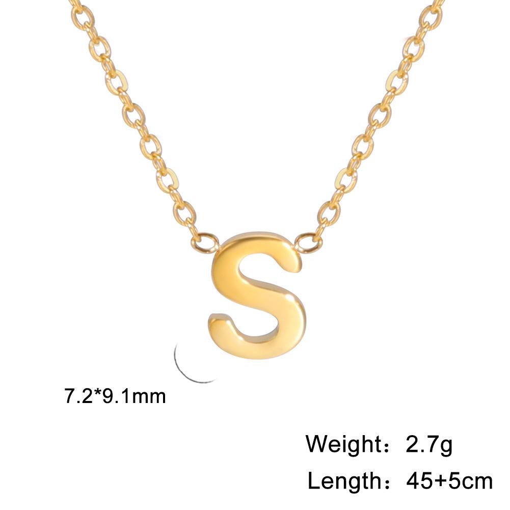 Stylish Women's Non-fading Titanium Steel Letter Pendant Necklace - 26 Unique Designs