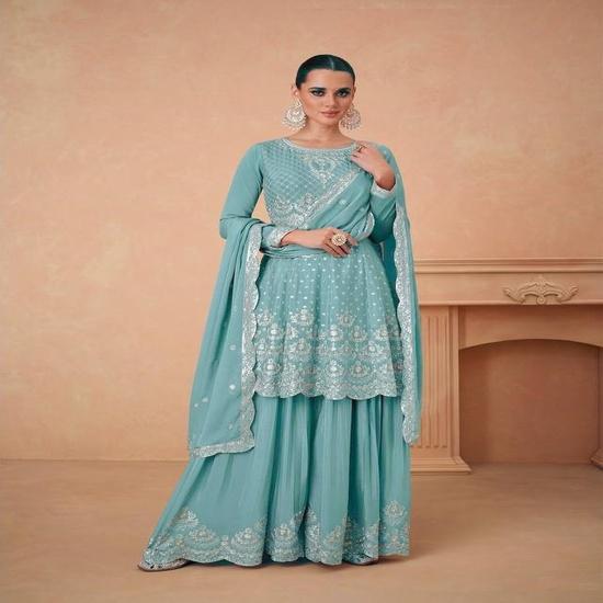 Designer Embroidered Sharara Suit Set for Women