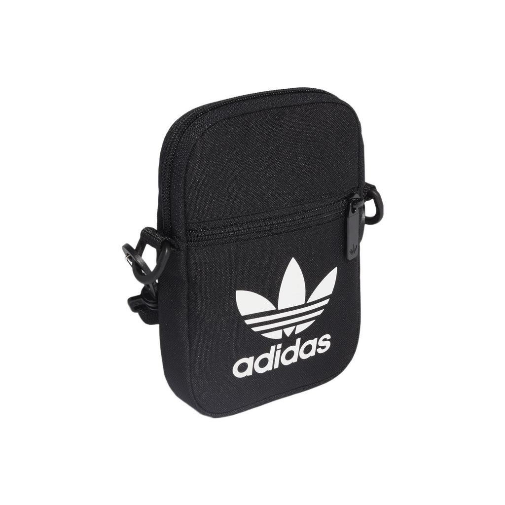 adidas Originals Trefoil Large Logo Print Zipper Polyester Phone Bag Shoulder Crossbody Mini Unisex Bags Black EI7411