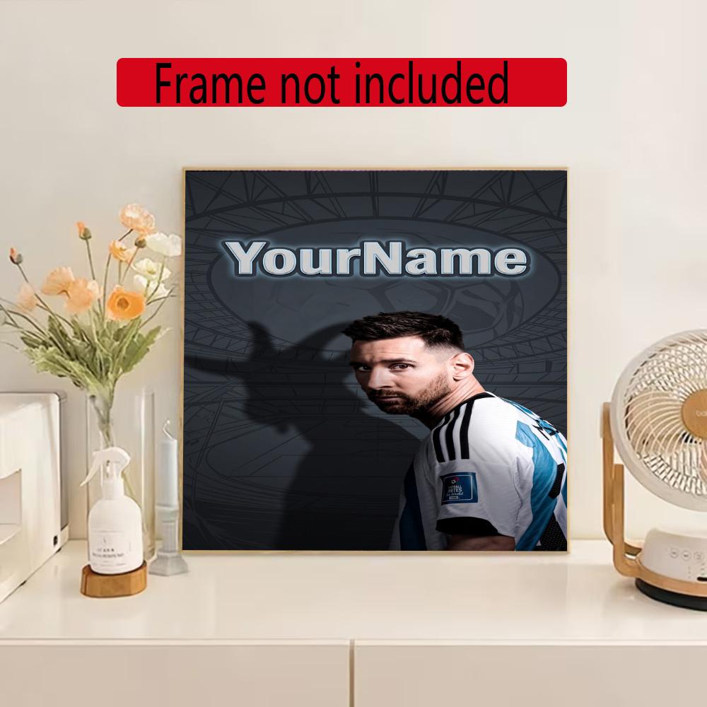 Messi Customize Your Name Diamond Painting Round Diamond Diy Frameless Holiday Artwork Suitable For Home Office Wall Decoration