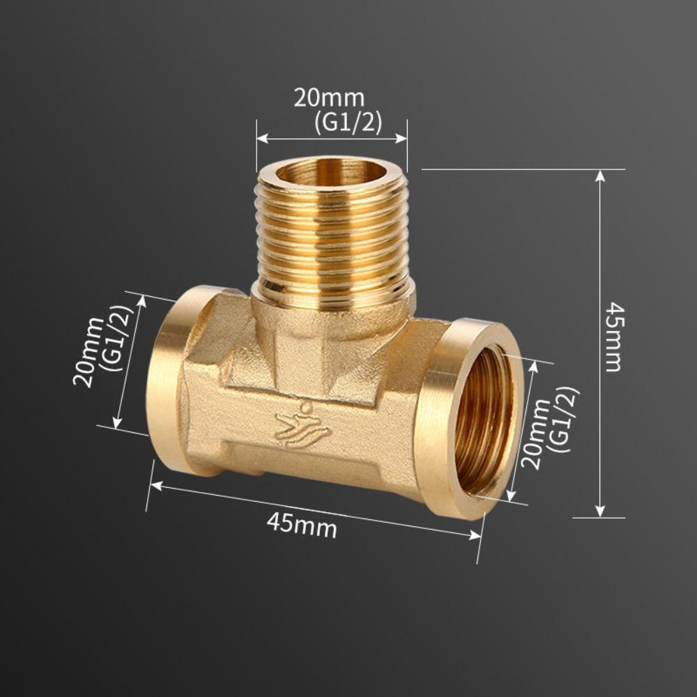 New 1/2 BSP Pneumatic Plumbing Connector Tee Type Male/Female Thread Brass Pipe Fitting Copper Fittings