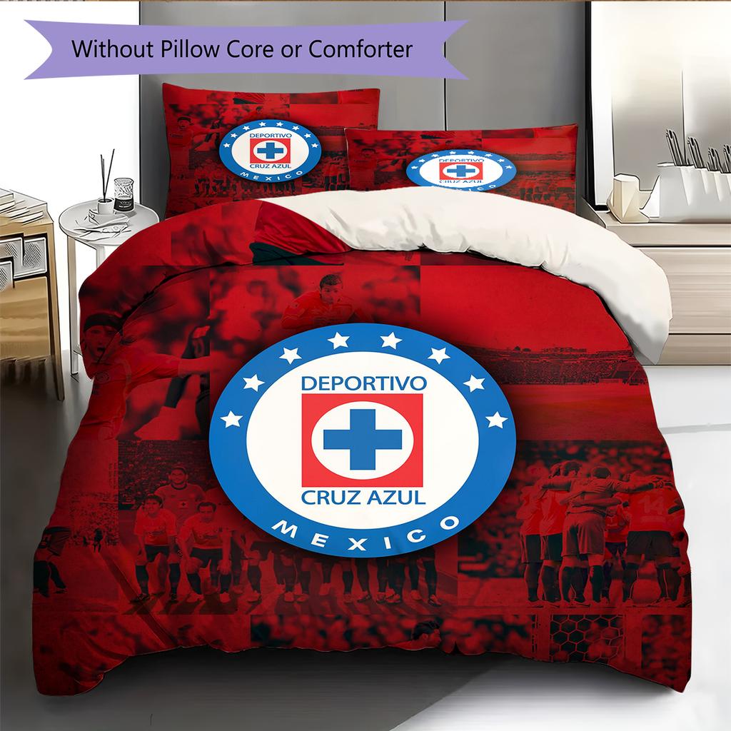Cruz Azul Football Club Pattern Bedding Home Decoration Birthday Gift (1 * Duvet Cover + 2 * Pillowcase, Without Core)