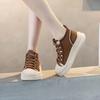 2025 New Women Casual Sneakers Quality Genuine Leather Mixed Colors Flat Platform Lightweight College Style High Top Board Shoes
