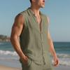 Men'S Fashion Collar Color Shirt Casual Sleeveless Top