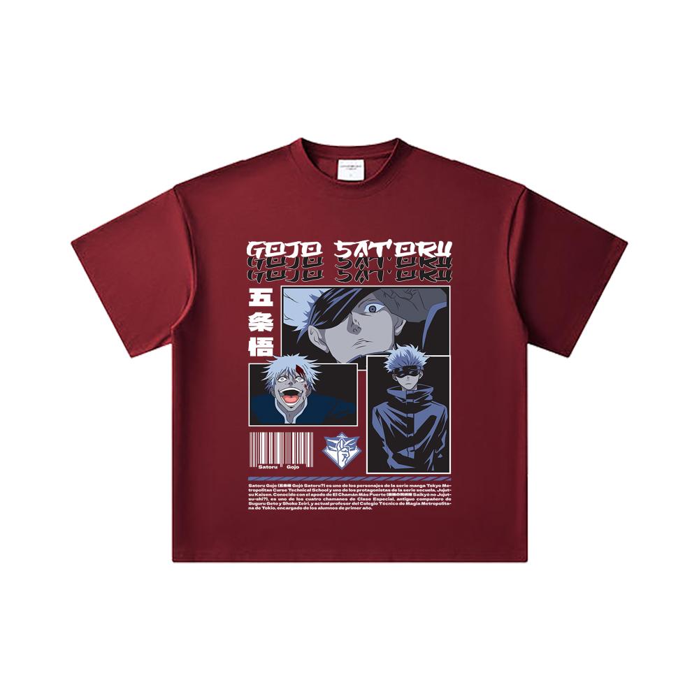 260 GSM Doppelgarn 32er Zählung 100% Baumwolle Jujutsu Kaisen V26 Gojo Druck Unisex Schweres Baumwoll-T-Shirt
