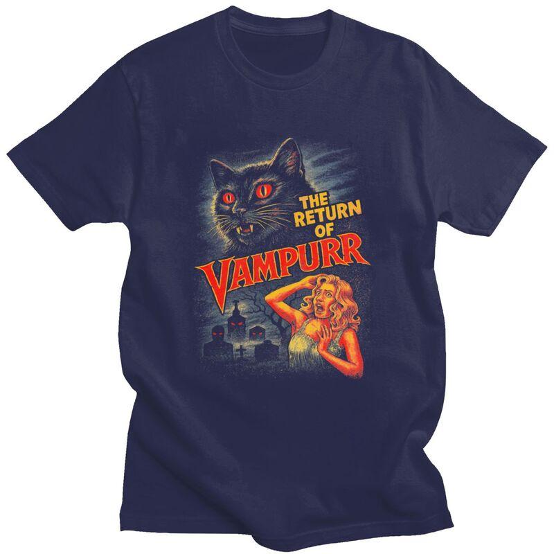 

Vintage Retro Vampurr Horror Cat T Shirts Pure Cotton Tees Shirt Summer O Neck Tshirts Casual Short Sleeve Clothing For Men 4XL