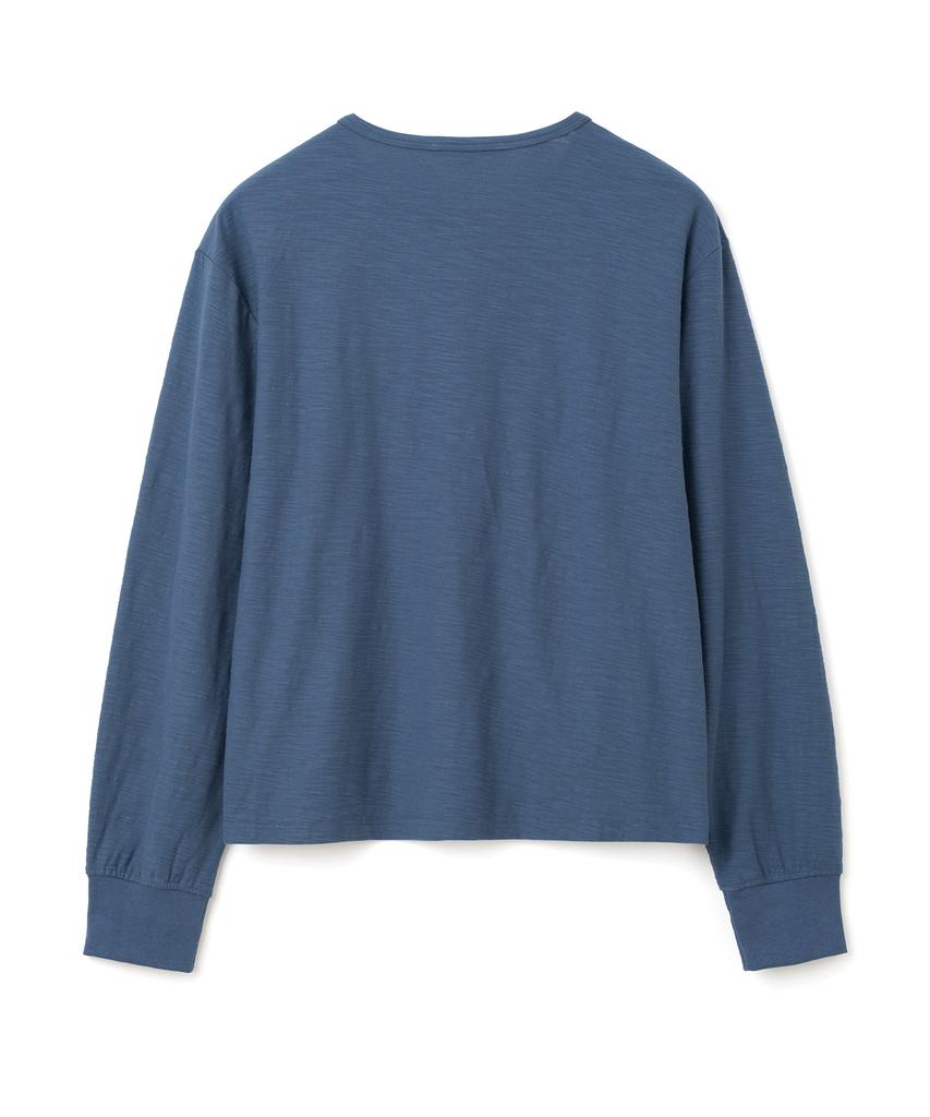 MILLO ARCHIVE Slit Henley Neck Long Sleeve [Blue]