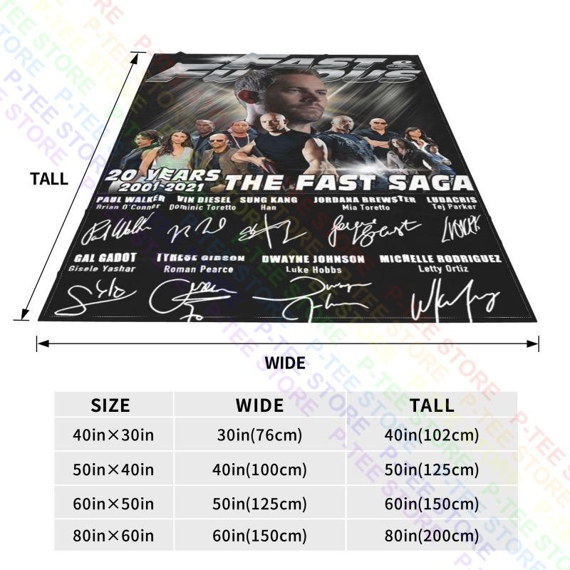 Paul Walker With Fast And Furious Movie Characters 20 Years Blanket Warm Lightweight Bedding Travel