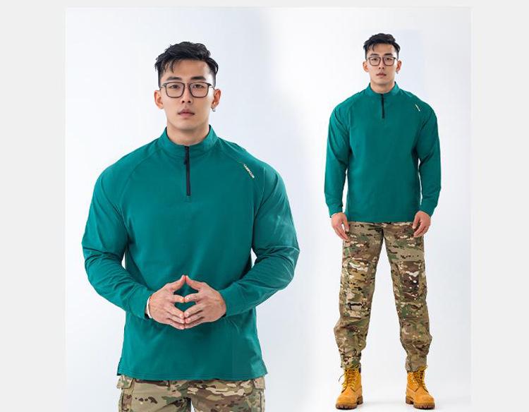 180G Quick-Dry Half-Zip Long Sleeve Fitness T-Shirt