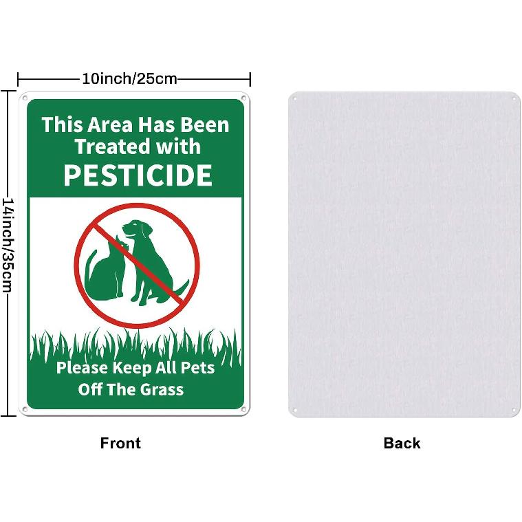 GLOBLELAND This Area Has Been Treated with Please Keep All Pets Off The Grass Sign, 10x12 Inches 35 Mil Aluminum Grass Yard Sign, UV Protected and