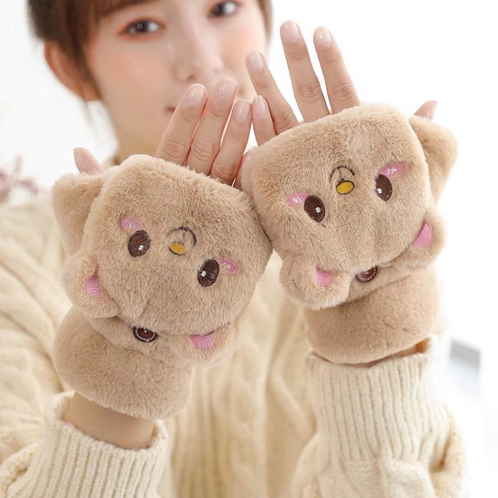 Fashion Plush Rabbit Fur Mittens Soft Winter Warm Warm Thick Gloves Comfortable Cute Plush Gloves Women