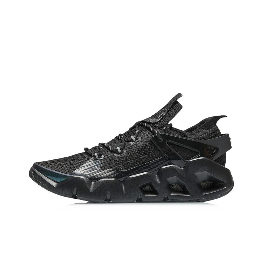 Li Ning Wudao 2.3 Eendelig Geweven Reflecterend Schokabsorberend Antislip Slijtvast Laag Uitgesneden Retro Basketbalschoenen Heren sneaker Zwart AGBR045-3