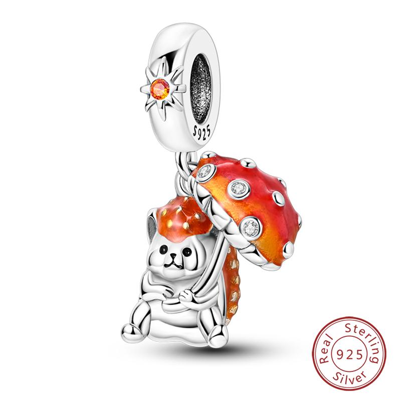 100% Copper Cute Little Bear Butterfly Flamingo Charms Beads Rose Princess Pendants Fit Diy Bracelets Jewelry Gifts