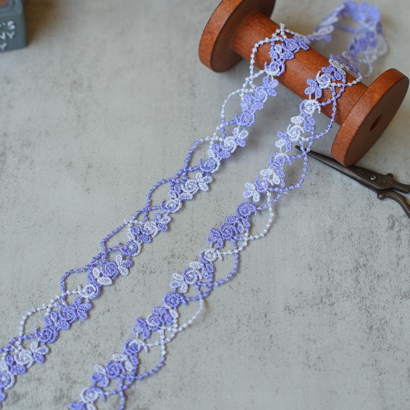 Colorful 2cm Floral Polyester Lace Trim for DIY Clothing Accessories